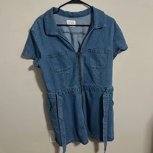 Zip Front Denim Dress